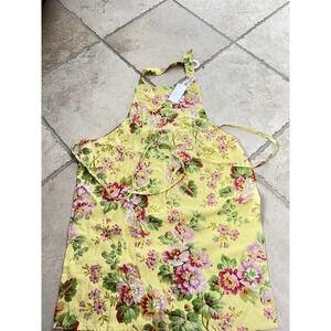 April Cornell Yellow Emmaline Floral Kitchen Apron w Pocket - 100% Cotton ~ New